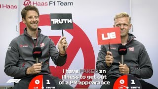 Haas Romain Grosjean and Kevin Magnussen  Grill the Grid Truth or Lie [upl. by Roselia]