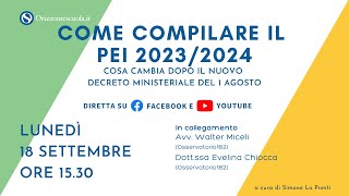 Come compilare il PEI 20232024 cosa cambia dopo il nuovo Decreto ministeriale del 1 Agosto [upl. by Schlosser]