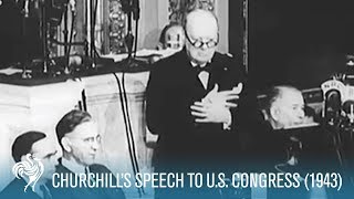 Sir Winston Churchills Fighting Speech To US Congress 1943  British Pathé [upl. by Mahda]