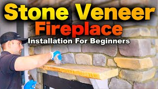 How To Install Stone Veneer On A Fireplace  STEP BY STEP Guide [upl. by Orvie]