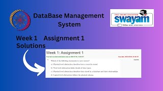 Database Management System Week 1 Assignment 1 Solution  NPTEL  Swayam  Jul  Dec 2023 [upl. by Annekahs]