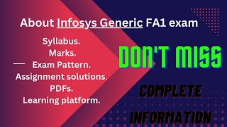 Infosys generic Training amp FA1 Complete information  Syllabus  Exam pattern  infosys generic [upl. by Judsen]