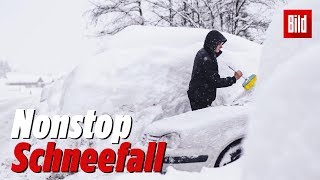 Fahrzeuge stecken metertief im Schnee  Schneefräsen in Obertauern [upl. by Anyd]