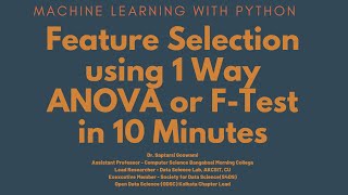 Feature Selection using 1 Way ANOVA or FTest in 10 Minutes [upl. by Edwards461]