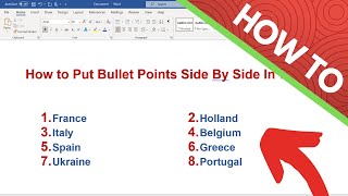 How to Put Bullet Points Side By Side In Word In Two Columns [upl. by Edrahs]