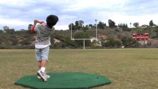 Golf Drills Free Golf Lesson Kids Hit Golf Balls Through Field Goal [upl. by Cherie791]