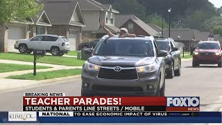 Hutchens Elementary teachers parade through neighborhood in cars after coronavirus outbreak [upl. by Ahens]