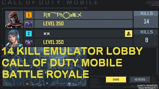 14 KILL EMULATOR LOBBY CALL OF DUTY MOBILE BATTLE ROYALE codm callofduty callofduty [upl. by Kerge]