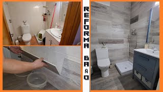 Renovar baño sin obras con suelo de vinilo adhesivo y baldosas de PVC reforma low cost [upl. by Kerry]