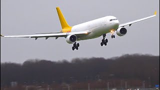 STORM PIA  WOBBLY Landings TURBULENT Approaches amp GO AROUND  Plane Spotting Amsterdam Schiphol [upl. by Atiragram]