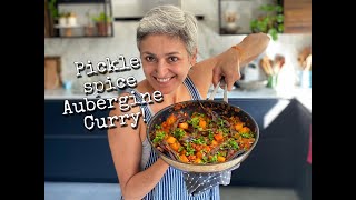 PICKLE SPICE AUBERGINE CURRY  Vegan aubergine recipe  Quick delicious meal  Food with Chetna [upl. by Adnwahsar]