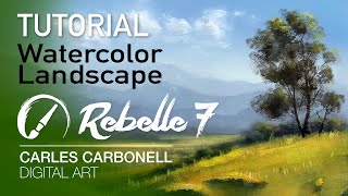 Rebelle 7 Watercolor Landscape tutorial [upl. by Malo498]