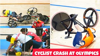 Cycling CRASH at Olympics Velodrome with Nicky Degrendele Steffie van der Peet amp Yuan Liying Injury [upl. by Nazar591]