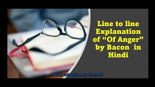 Line to line explanation of the essay quotOf Angerquot by Bacon in Hindi [upl. by Nisse]