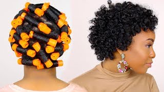 HOW TO  Perm Rod Set on Short Natural Hair Tutorial amp Night Time Hair Routine [upl. by Enilauqcaj643]