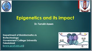 Lecture 1 Epigenetics [upl. by Perlie]