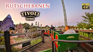 Rutschebanen Roller Coaster at Night On Ride 4K POV Tivoli Gardens Copenhagen Denmark 2023 08 05 [upl. by French]