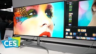 LG 32inch Thunderbolt 3 4K Monitor 32UK950  First Look at CES 2018 [upl. by Lleddaw]