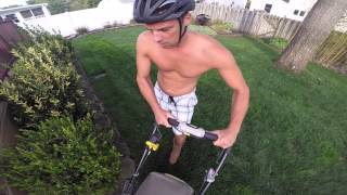 GoPro Mowing the Lawn with Gyro 360 Swivel Pole Mounted on Helmet [upl. by Nnasor]