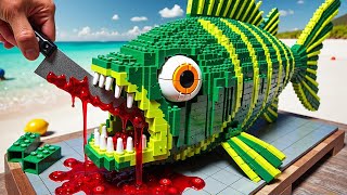 How to Make Pefect Giant FISH MONSTER Recipe IRL  Lego Cooking Stop Motion vs ASMR [upl. by Aitnyc602]