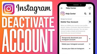 How To Deactivate Instagram Account Temporarily 2024 [upl. by Locke]