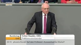 Bundestag Volker Kauder gibt Statement zur Regierungserklärung am 16032016 [upl. by Jarrod272]