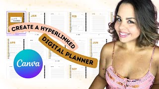 CREATE A HYPERLINKED DIGITAL PLANNER IN CANVA 🥳  CREATE AND SELL HYPERLINKED PLANNERS 💫 [upl. by Marlee]