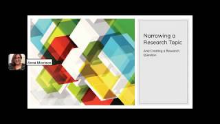 Narrowing a Topic and Developing a Research Question Prof Morrison [upl. by Sedberry]