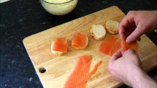 SMOKED SALMON amp HORSERADISH CROSTINI CANAPES CICCHETTI RECIPE HOW TO MAKE APPETIZER hor doeuvres [upl. by Mellie]