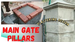 pillar Design for main gate with plastering techniques [upl. by Otrebron]