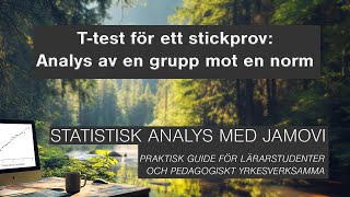 Ttest för ett stickprov Analys av en grupp mot en norm [upl. by Neirbo]