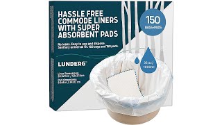 Lunderg Commode Liners with Absorbent Pads  Easy to Use and to Dispose off Make clean up a Breeze [upl. by Junna]