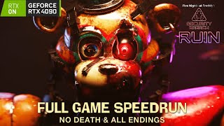 FNAF Security Breach Ruin DLC  Full Game SPEEDRUN Walkthrough No Death ALL Endings [upl. by Staci249]