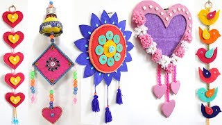 5 EASY WALL HANGING DECORATION from WASTE MATERIALS [upl. by Krystle]