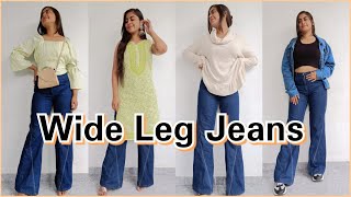 6 Easy Outfit Ideas Using Wide Leg Jeans  Flared Jeans Outfits  Bell Bottom Jeans Styling [upl. by Shushan]