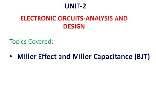 Miller effect Capacitance in BJT Amplifiers  What is Miller effect   ECA  ECAD  Unit28 [upl. by Linea]