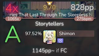 970⭐ Shimon  Foreground Eclipse  Storytellers Last Difficulty DT 9752 828pp 4❌  osu [upl. by Canice588]