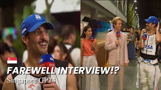 Sky Sports Tribute To DR3  Daniel Ricciardo Post Race Interview  Singapore GP 2024 [upl. by Idnat]