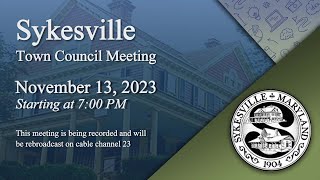 Sykesville Town Council Meeting 11132023 [upl. by Aldus323]