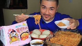 SAMYANG CREAMY CARBONARA CHICKEN FIRE NOODLES amp ASADO SIOPAO MUKBANG [upl. by Mohkos792]