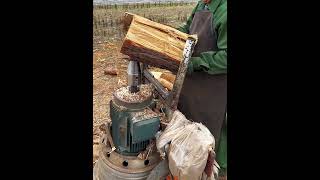 The process of chopping wood with a spire drill Good tools and machinery make work easy [upl. by Ebsen]