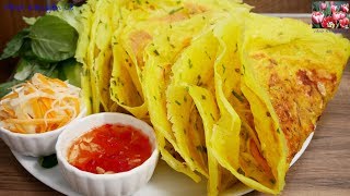 Bánh Xèo Giòn Cách pha Bột để đổ Bánh Xèo Miền Nam rất giòn và không ngấm Dầu Crepe by Vanh Khuyen [upl. by Ashbaugh]