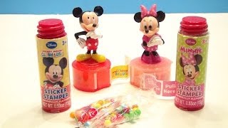 MICKEY MOUSE CLUBHOUSE STICKER STAMPER CANDY AND MINNIE MOUSE BOWTIQUE VIDEO [upl. by Lukey299]