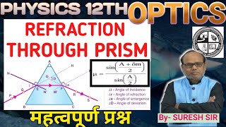 PHYSICS OPTICS REFRACTION THROUGH PRISM CLASS 12LONG QUESTION Important QSN BY SURESH SIR [upl. by Corri]