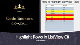 How to Highlight Rows in ListView in C  C windowsFormApplication [upl. by Rez75]