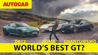 Who makes the worlds best GT car New Aston Martin DB12 meets Ferrari Roma and Maserati GranTurismo [upl. by Attem520]