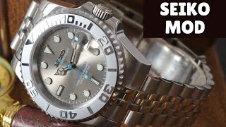 Custom Seiko YachtMaster Rhodium MOD  Custom Watch Build seikomod [upl. by Analos736]