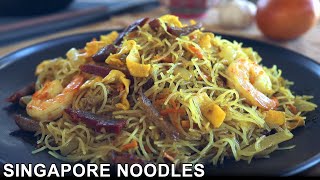 The BEST Singapore Noodles Recipe  Fried Rice Noodles With Curry  星洲炒米粉 香港 [upl. by Olmsted470]