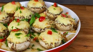 Gefüllte Champignons mit Creme Fraiche Paprika und Käse [upl. by Salomi]