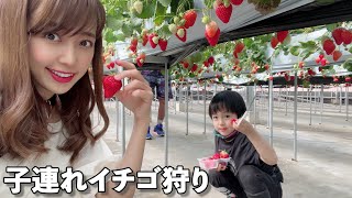 【アレク＆のんちゃん】初いちご狩りで4才と1才の子どももたくさん食べてきました【子連れお出かけ】 [upl. by Yordan]